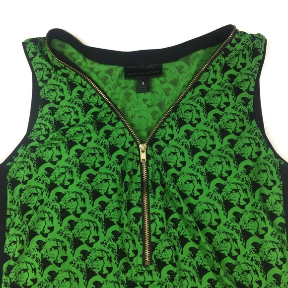 WS103 Worthington Tiger Print Zipper Blouse S - Picture 3 of 4